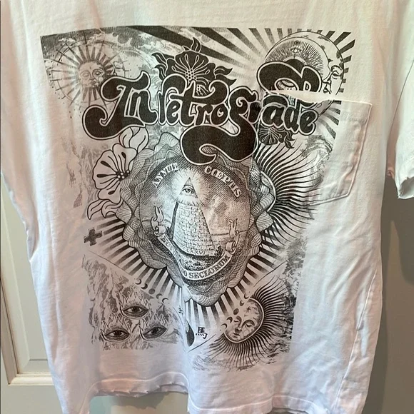 White Graphic Short Sleeve Tee with Crew Neck - Picture 2 of 4